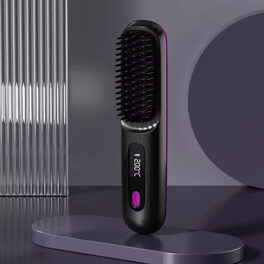 Cepillo Alisador Inalámbrico Portátil con Pantalla LCD